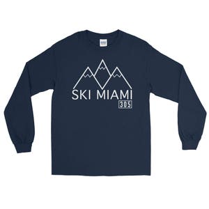 Ski Miami-Unisex lange mouw T-shirt | Dolfijnen voetbal Miami Florida | Vintage Retro Hipster heren dames cadeau