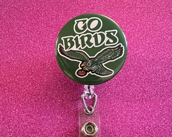 Go Birds Badge Reel, Philly, Philadelphia, Football Sundays, RN, Retractable Badge Holder, Nurse Gift, Interchangeable