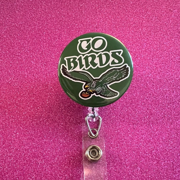 Go Birds Badge Reel, Philly, Philadelphia, Football Sundays, RN, Retractable Badge Holder, Nurse Gift, Interchangeable