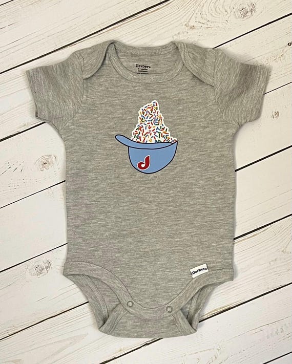 Retro Colors Ice Cream Helmet Baby Bodysuit, Baseball, Philly Sports, Philly, Pennsylvania, Grey, Cute Gift, Jimmies, Soft Serve, Hand Drawn