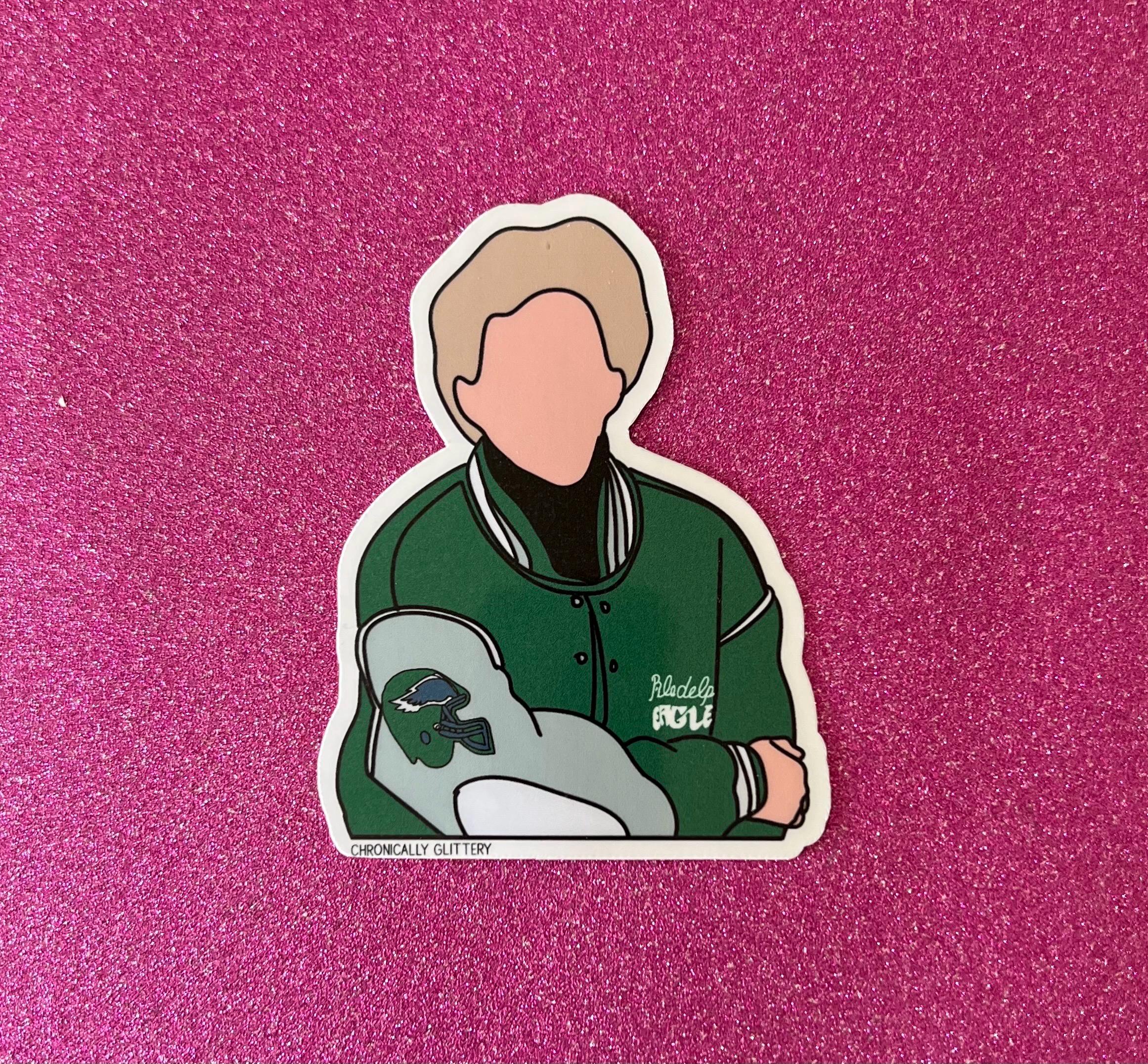 Princess Diana Eagles Sticker, Philadelphia Eagles, Jacket, Laptop Sticker, Pop Culture, Go Birds, Green, Hand Drawn, Faceless Portrait