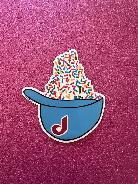 Hand Drawn Retro Ice Cream Helmet Sticker, Philadelphia Baseball