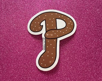 Philly Baseball Pretzel Sticker, Hand-Drawn Philadelphia Sports