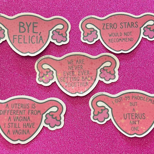 Holographic Funny Hysterectomy Sticker Pack, Bye Felicia, 99 Problems, Taylor Swift, The Office, Chronic Illness, Chronic Pain, Star, Holo