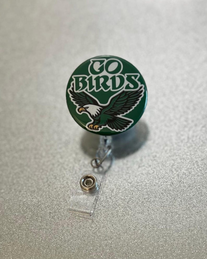 Go Birds Badge Reel, Philly, Philadelphia, Football Sundays, RN, Retractable Badge Holder, Nurse Gift, Interchangeable image 4