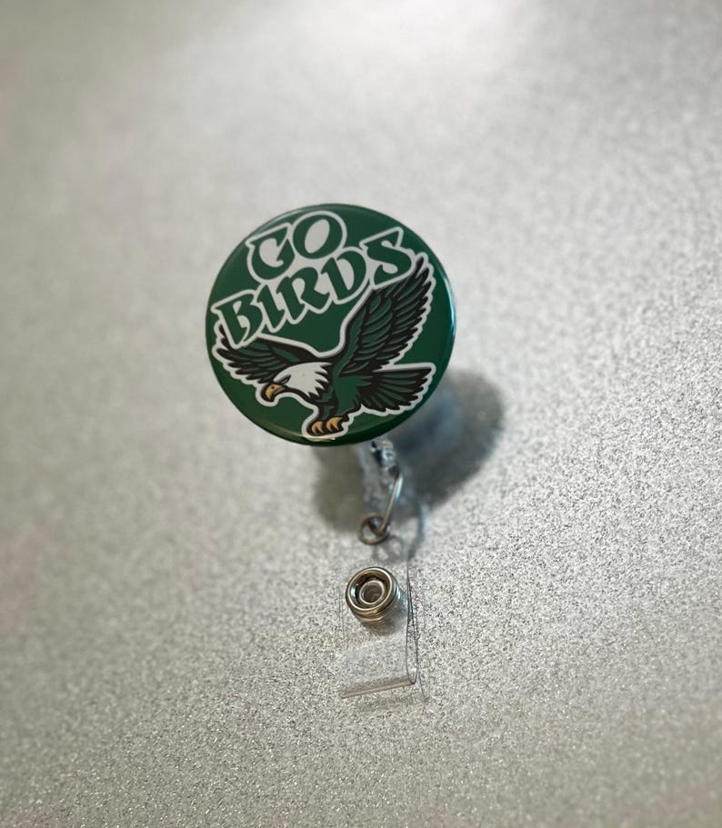 Go Birds Badge Reel, Philly, Philadelphia, Football Sundays, RN, Retractable Badge Holder, Nurse Gift, Interchangeable image 6
