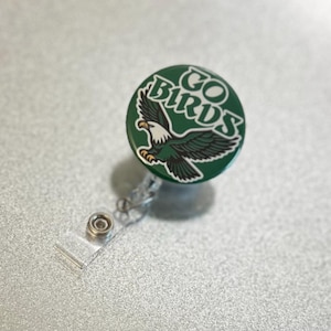 Go Birds Badge Reel, Philly, Philadelphia, Football Sundays, RN, Retractable Badge Holder, Nurse Gift, Interchangeable image 3