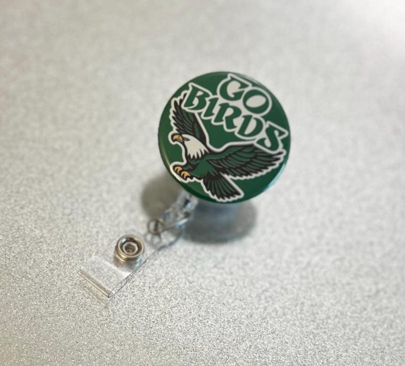 Go Birds Badge Reel, Philly, Philadelphia, Football Sundays, RN, Retractable Badge Holder, Nurse Gift, Interchangeable image 3