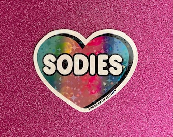 Holo Sodies Heart Sticker, 1000 lb Sisters, Diet Soda, Rianbow Bubbles, Laptop Water Bottle Sticker