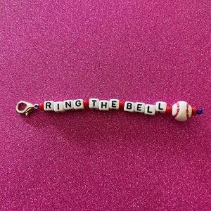 Ring The Bell Badge Reel Charm, Philly, Philadelphia, Phillies, Baseball, Nurse, Red, White, Heart, Zipper Pull