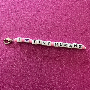 I Heart Tiny Humans Badge Reel Charm, Tiny Human, Nurse, NP, Peds, Nicu, Pink, Purple, Zipper Pull
