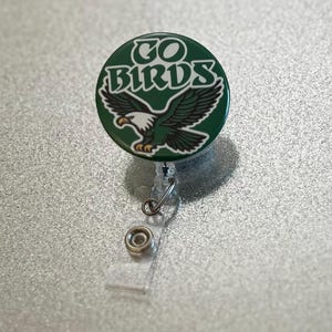 Go Birds Badge Reel, Philly, Philadelphia, Football Sundays, RN, Retractable Badge Holder, Nurse Gift, Interchangeable image 5