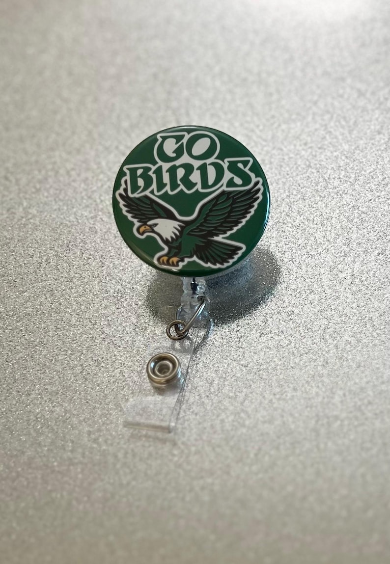Go Birds Badge Reel, Philly, Philadelphia, Football Sundays, RN, Retractable Badge Holder, Nurse Gift, Interchangeable image 5