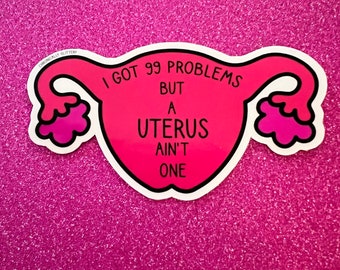I Got 99 Problems But A Uterus Ain’t One Sticker, Hysterectomy, Funny Gift, 2000s