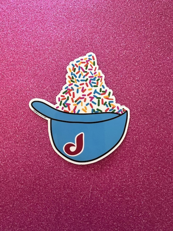 Hand Drawn Retro Ice Cream Helmet Sticker, Philadelphia Baseball