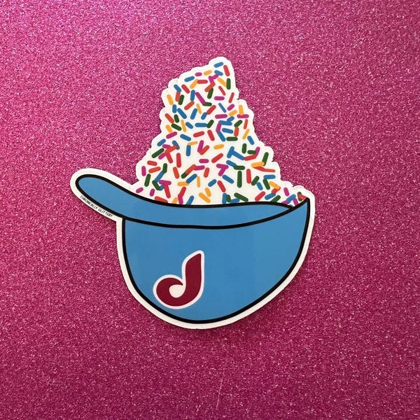 Hand Drawn Retro Ice Cream Helmet Sticker, Philadelphia Baseball
