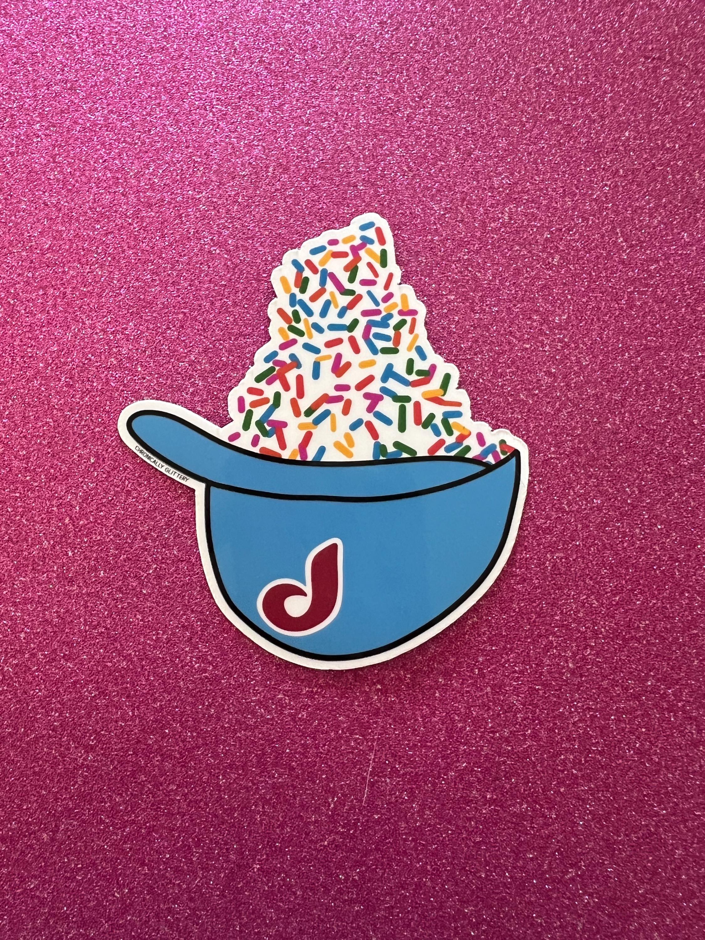 Hand Drawn Retro Ice Cream Helmet Sticker, Philadelphia Baseball