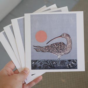 Beneath a January Sky - woodcut print bird Art/Greetings Card