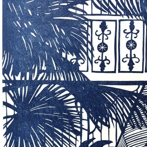 The Palm House Original Limited Edition Lino print, Linocut print, Hand printed, Kew Gardens, Black ink print, nature print, exotic print image 9