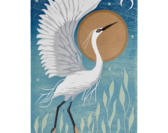 Limited Edition Woodcut Print: Little Egret