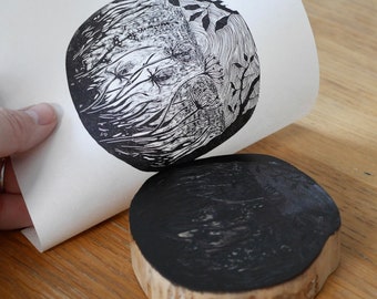 Winter Seedheads - Original Limited Edition Wood Engraving print, black ink print, landscape print, nature print