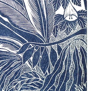 The Palm House Original Limited Edition Lino print, Linocut print, Hand printed, Kew Gardens, Black ink print, nature print, exotic print image 4