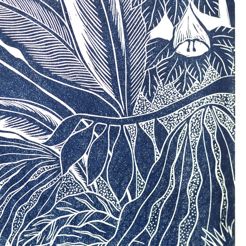 The Palm House Original Limited Edition Lino print, Linocut print, Hand printed, Kew Gardens, Black ink print, nature print, exotic print image 4