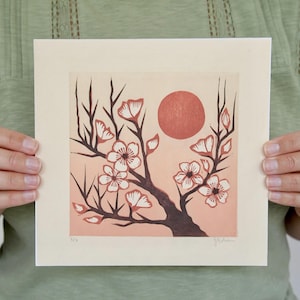 Blackthorn Blossom - Original Limited Edition Woodcut print, Woodblock print, nature print, floral print, colour print
