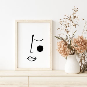 Abstract Face Line Digital Art Print image 2