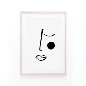 Abstract Face Line Digital Art Print image 1