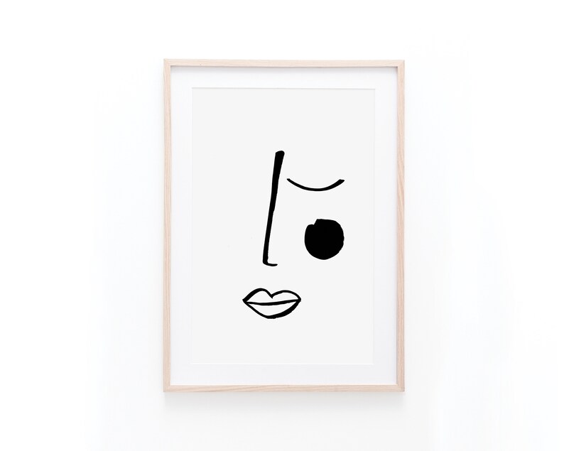 Abstract Face Line Digital Art Print image 1