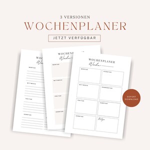 Minimalistischer Wochen Planer zum ausdrucken,  A4 und A5