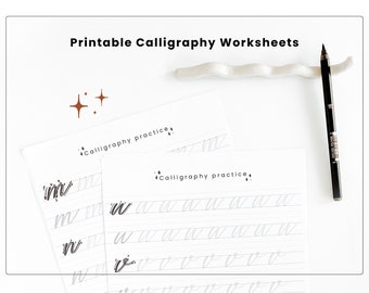 Printable Calligraphy Practice Sheets + Procreate Calligraphy Brush