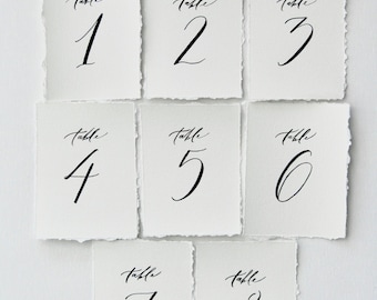 Double Sided Wedding Hand Torn Table Numbers Handwritten