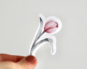 Clear Tulip Flower in watercolor Sticker 6.5 cm x 3 cm