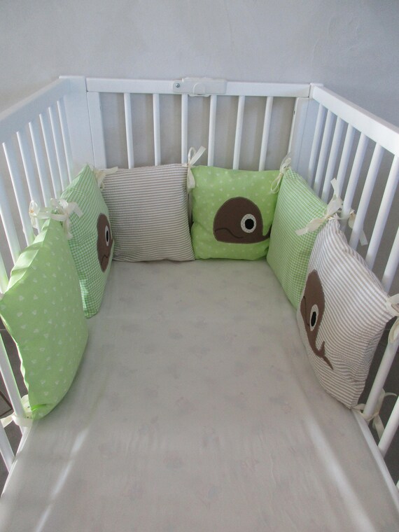 whale crib bumper