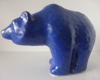 A Beautiful Ceramic Bear from Karlsruhe Majolica, Form Number 7619, West Germany 1960.