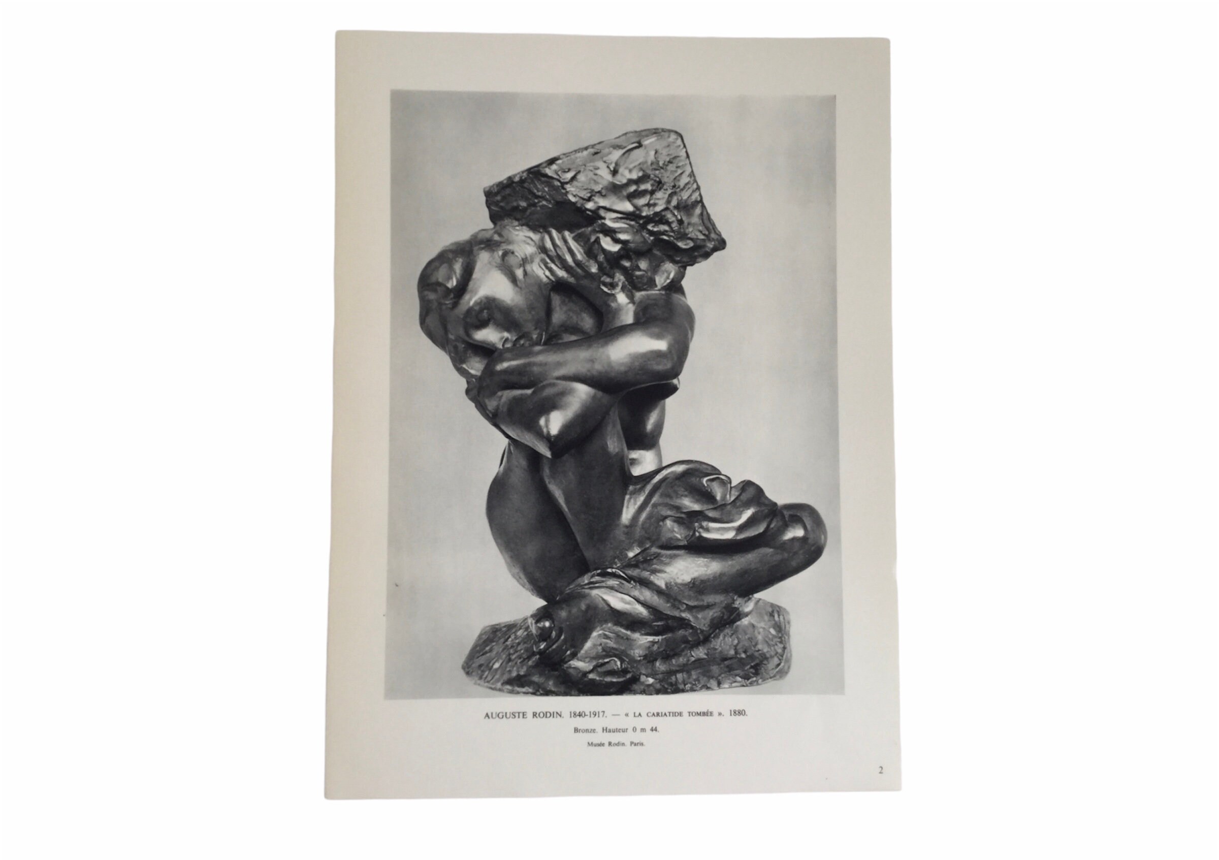 Print Art Vintage Rodin «La Cariatide Tombée - Art Print Affiche 39 X 29 cms Poster Vintage Français