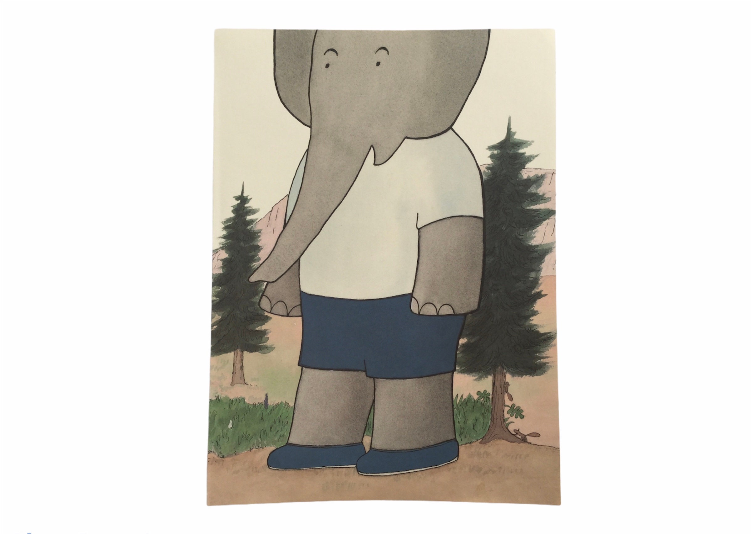 Babar Print - Babar The Elephant Poster Decoration Murale- Print For Children's Room Antique France 