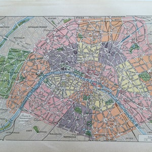 1897 Plan of Paris, Original plate, City of Paris, Old illustration, Vintage map Vintage print frenchvintageprints