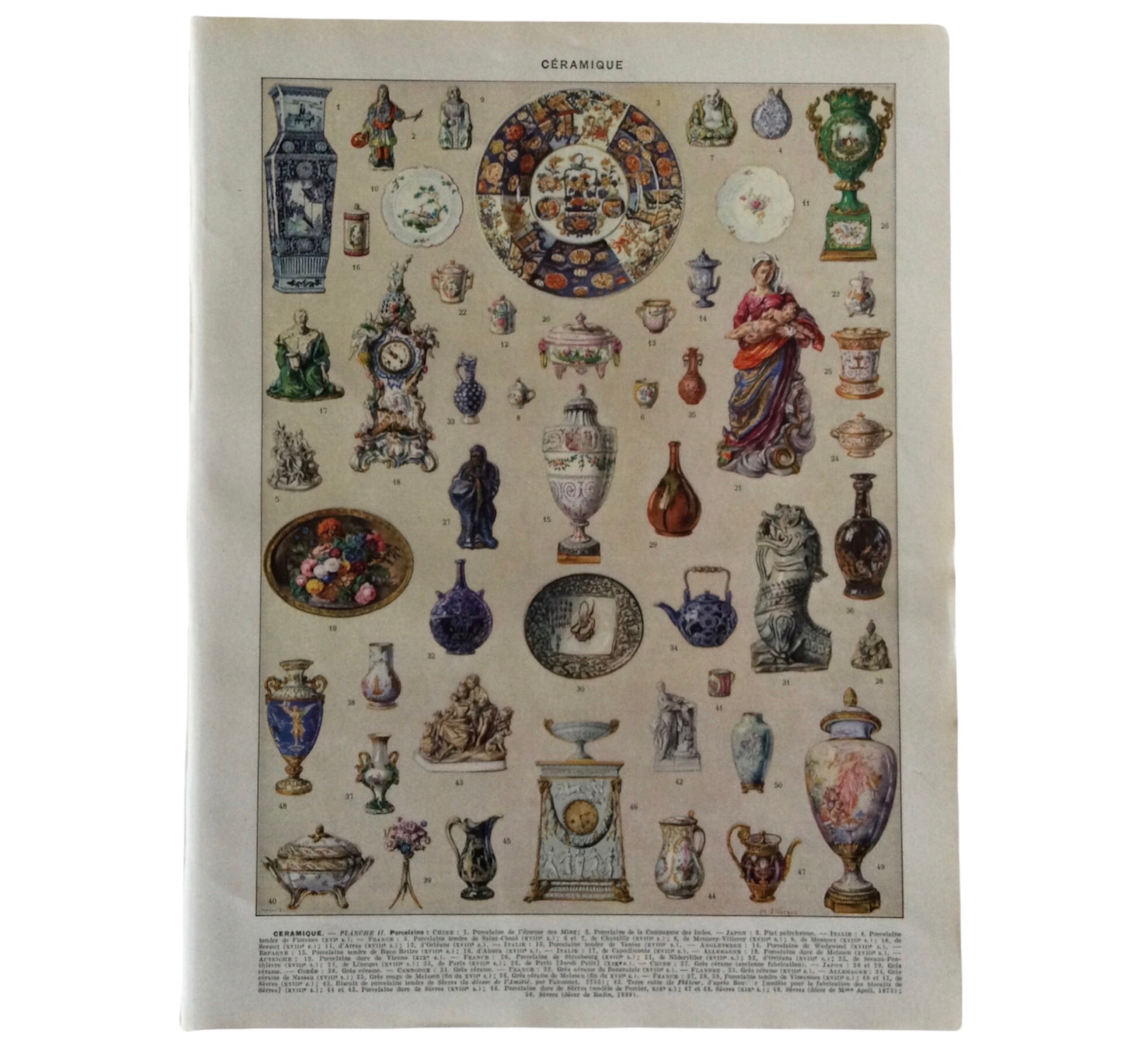1912 Ceramique - Affiche Vintage Porcelaine de Chine, Limoges, Venise, Grès Antique Print Vintage Fr