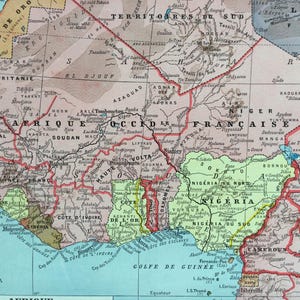 1922 Afrique occidentale équatoriale française, Colonies Françaises, Histoire de France, carte de la colonisation Afrique