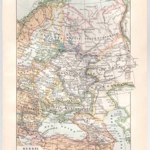 Russia, USSR, Southern Russia, Great White Russia Vintage map Vintage map Russia Small format Old map - Vintage French