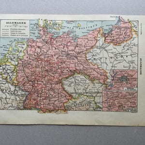 Allemagne, Carte ancienne de l’Allemagne, Petit format Impression vintage, Planche originale Illustration ancienne 1922