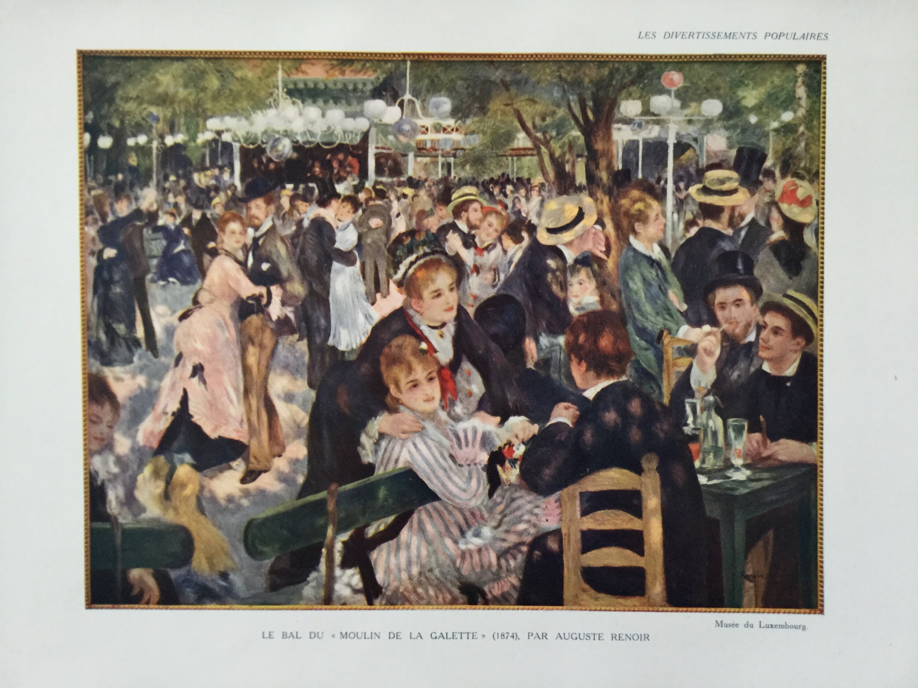 1874 Renoir - Print Art Le Bal Du Moulin de La Galette , Paris Affiche Vintage Antique Print France 