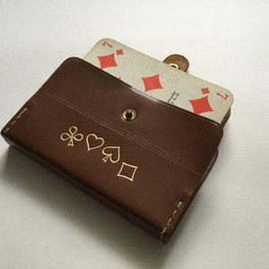 Vintage cards, vintage card game, 28-card leather case game, 50s card game, old toy, old card game