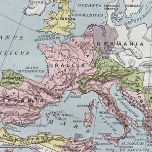 Impero Romano del 1922, Province, stampa d'epoca, vecchia mappa, tavola originale Larousse immagine 4