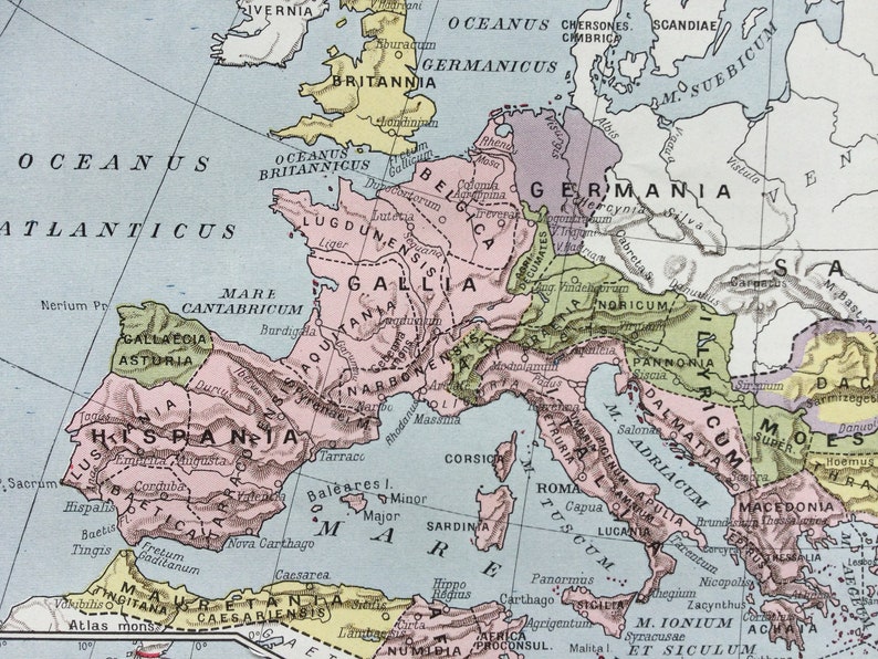 Impero Romano del 1922, Province, stampa d'epoca, vecchia mappa, tavola originale Larousse immagine 4