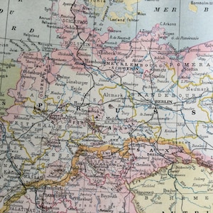 1922 Empire allemand, Carte ancienne Empire d'Allemagne, Provinces, ALLEMAGNE impression vintage carte ancienne Planche originale Larousse