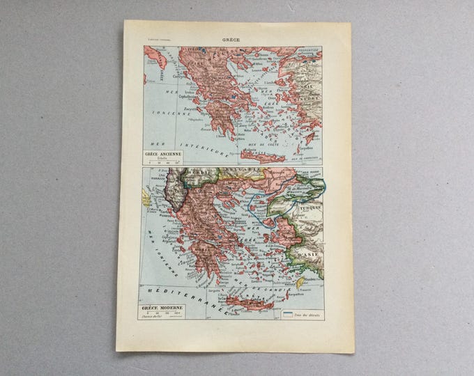 1920 Ancient Greece, Modern Greece, Maps, Vintage Print Map of Greece ...